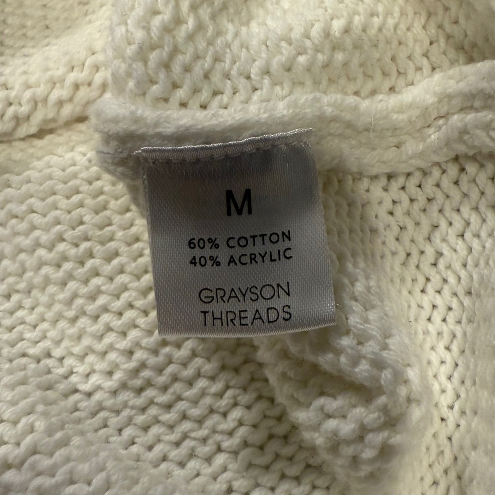 Grayson Threads Cream USA Graphic Knit Cropped Sweater Medium Cotton Blend - Picture 4 of 4
